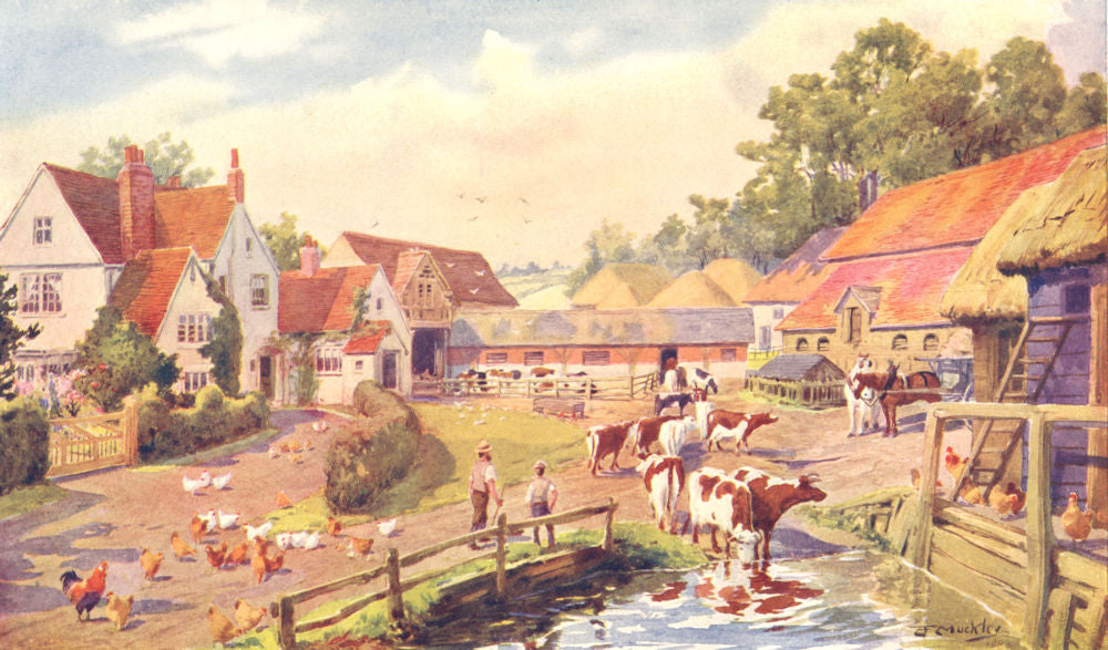 FARMING. An English Farmyard 1912 old antique vintage print picture